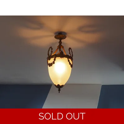 Antique French Louis XVI Style Glass And Bronze Pendant Lamp C1900
